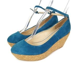 Pilcro Anthropologie Blue Platform Shoes Size 7.5